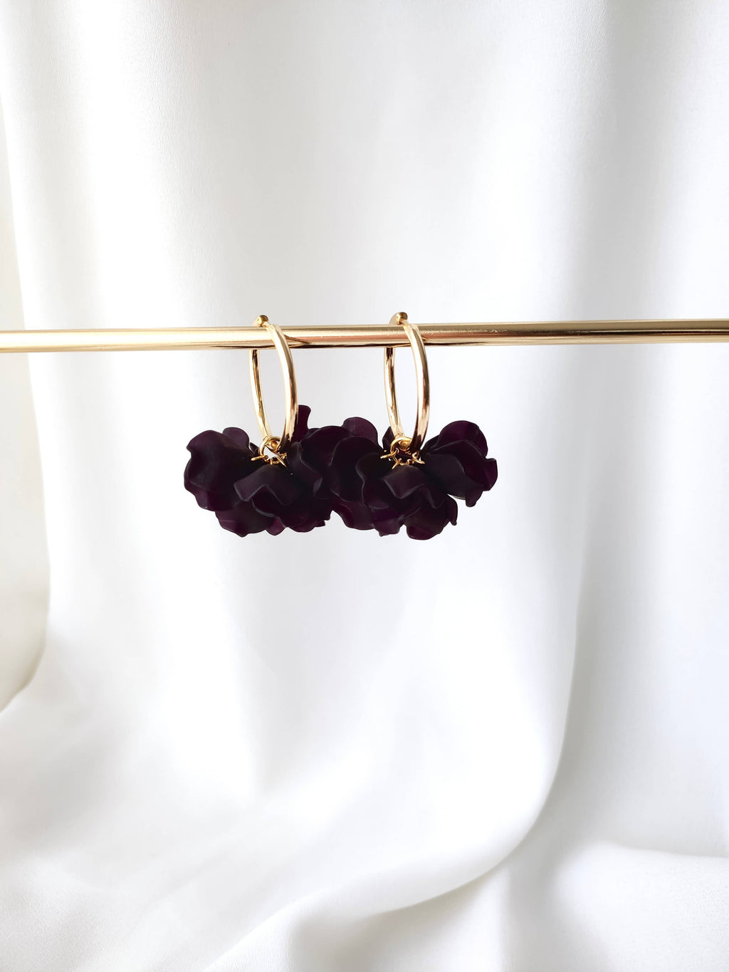 Boucles d'oreilles Créoles PEONY Fleurs Pivoine couleur au choix