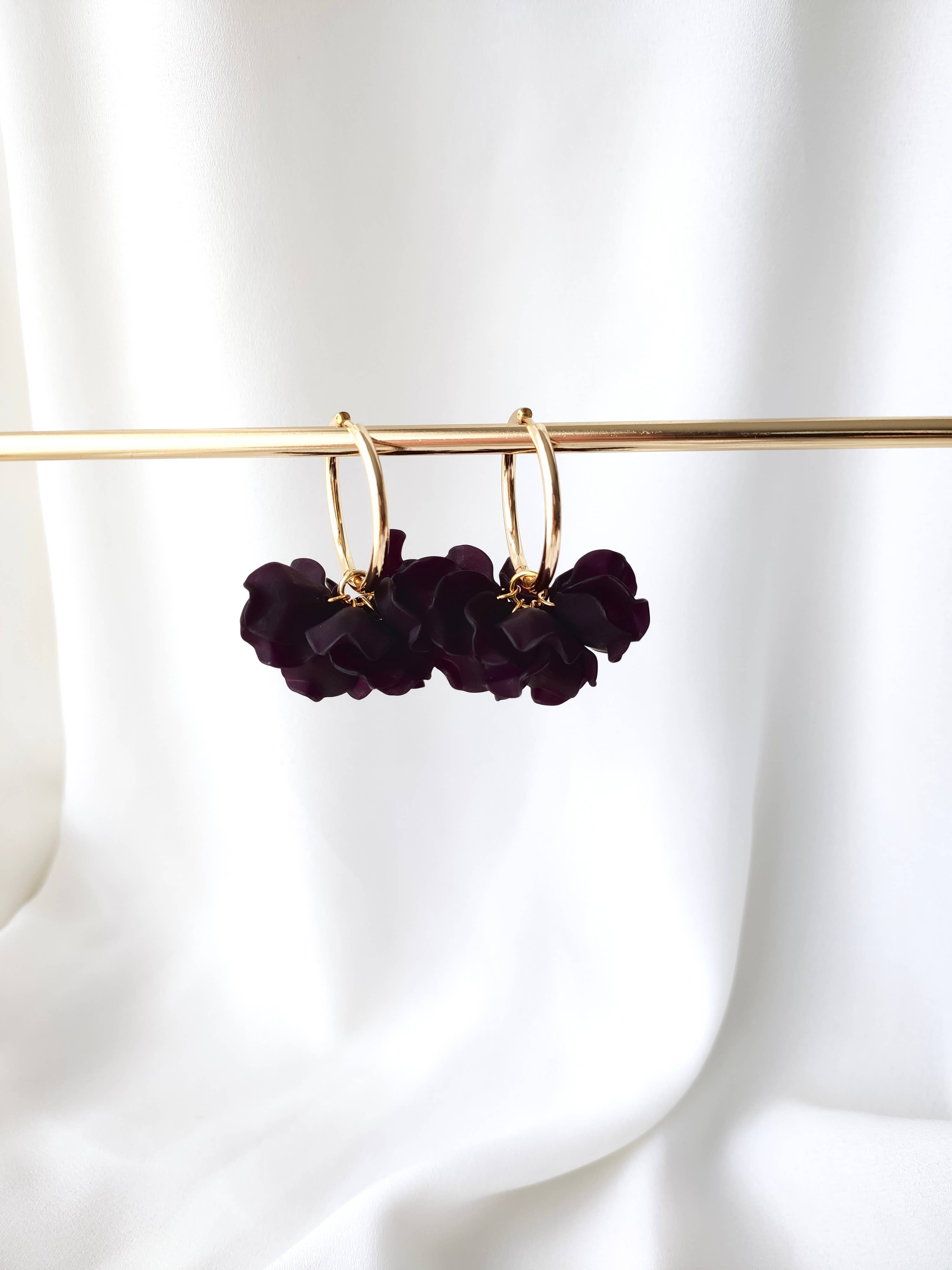 Boucles d'oreilles Créoles PEONY Fleurs Pivoine couleur au choix