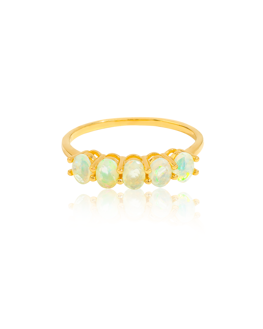 Bague d'éternité en or 14 carats avec Opale éthiopienne sur argent sterling