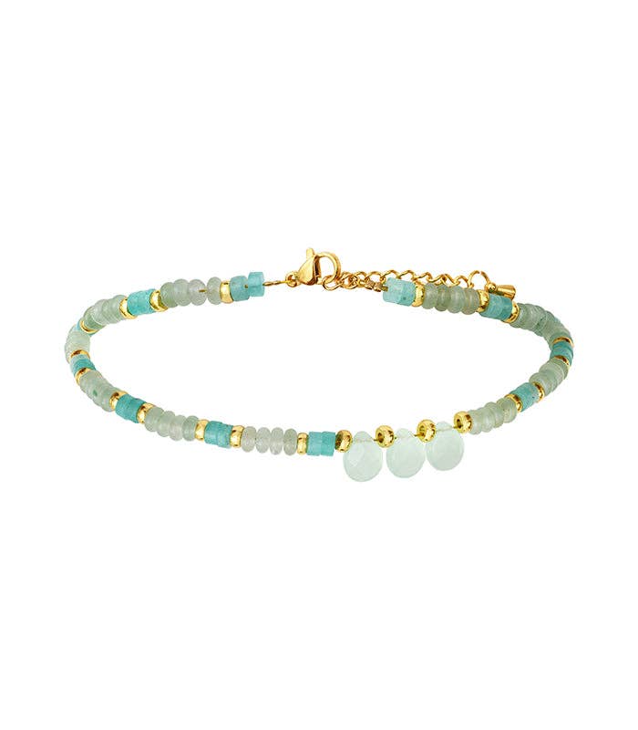 Chaine de cheville GIULIA Turquoise ou Aventurine (Une unité)