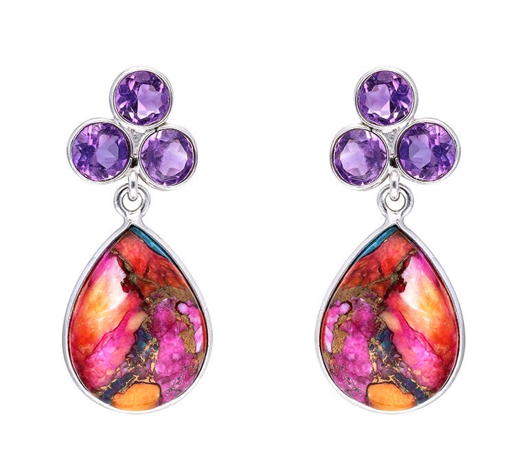 Boucles d'oreilles pendantes en argent sterling 925 avec Turquoise Oyster Mohave