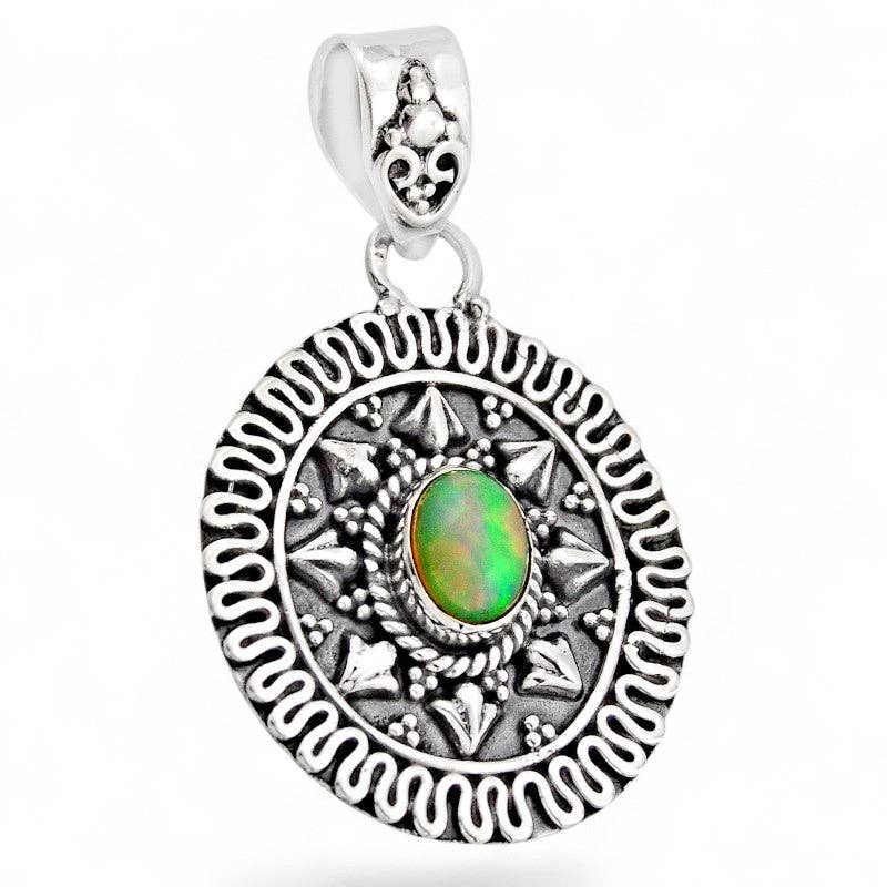 Pendentif opale Welo Ethiopie AA+ argent 925