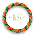 Bracelet népalais orange vert doré torsadé