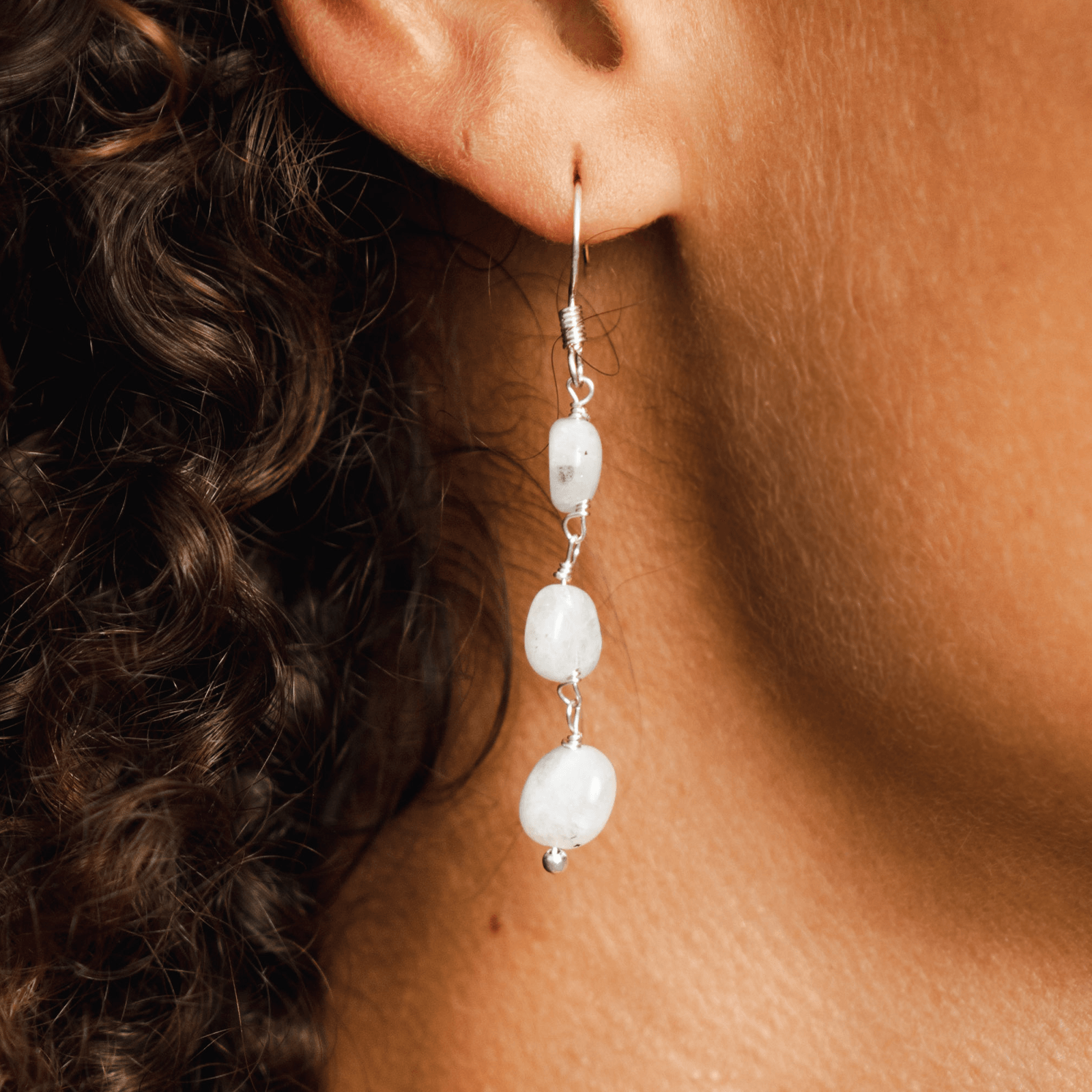 Boucles d'oreilles cascade de lune Pierre de lune