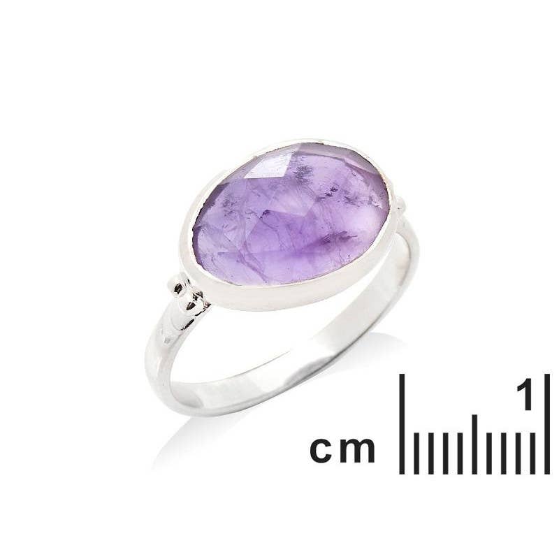 Bague avec Améthyste violette naturelle, argent 925