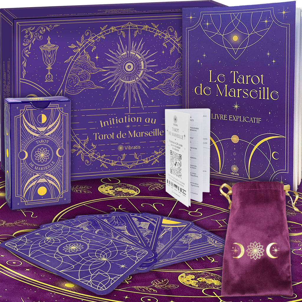 Coffret Tarot de Marseille : Tarot+Livre+Nappe divinatoire