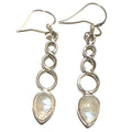 Boucles d'oreilles Pierre de lune arc en ciel (péristérite) Inde AA argent 925