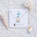 Collier coquillage Onshore Perle du Rivage Aigue Marine