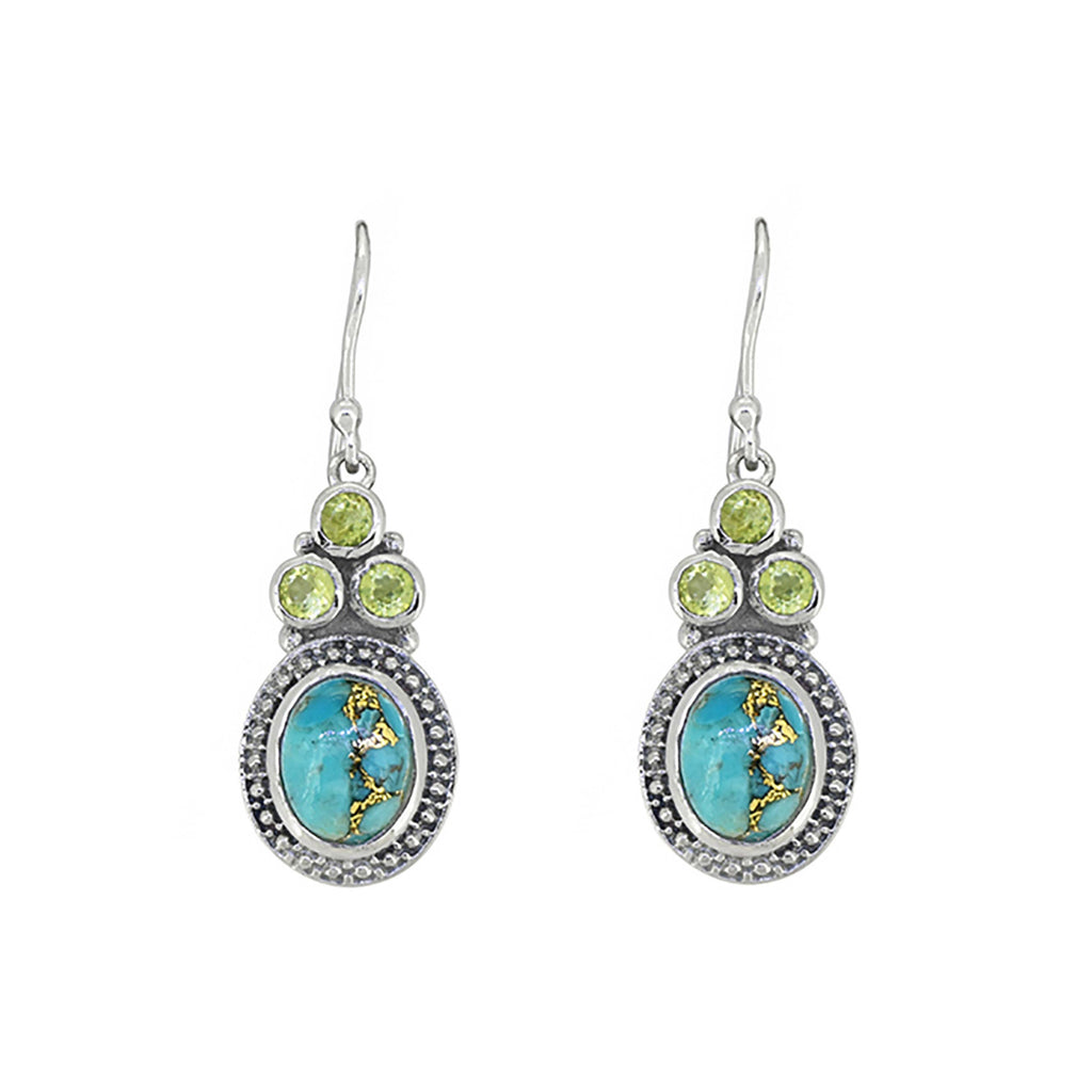 Boucles d'oreilles pendantes en argent sterling 925 avec Turquoise Oyster
