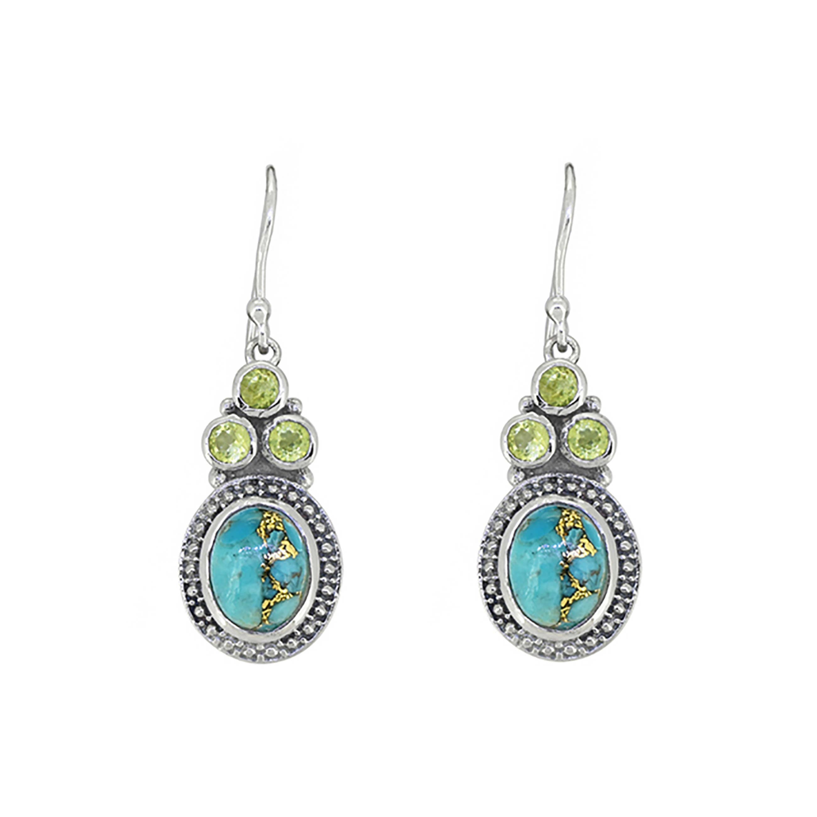 Boucles d'oreilles pendantes en argent sterling 925 avec Turquoise Oyster