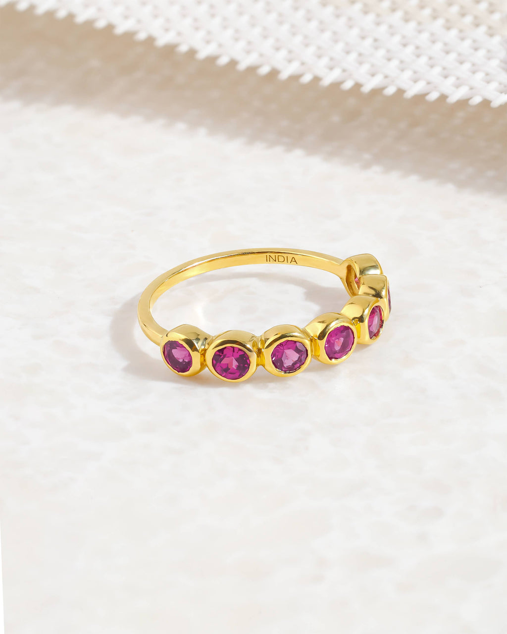 Bague en or 14 carats avec grenat rhodolite sur argent sterling 925