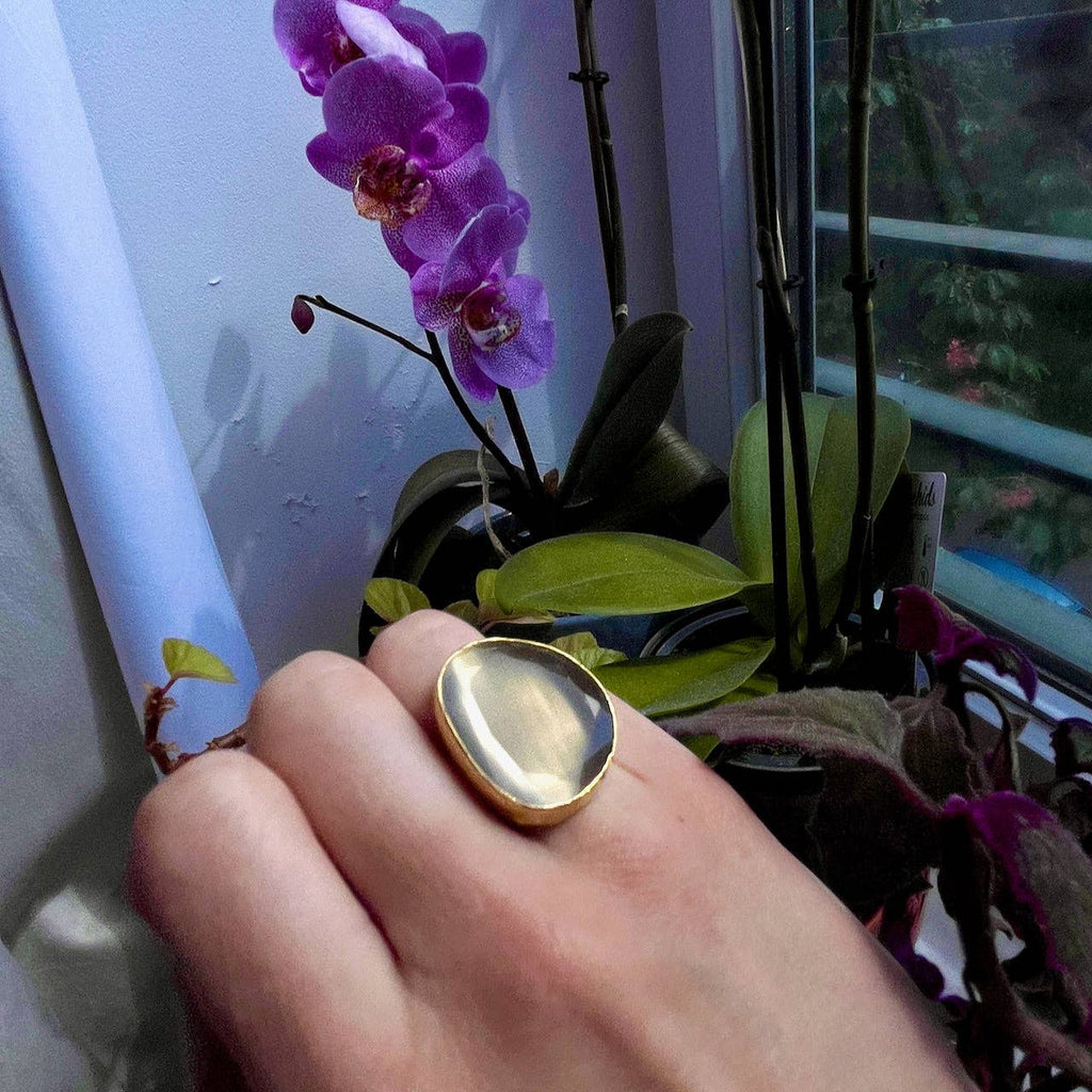 Bague "ELARION" pierre naturelle Agate grise