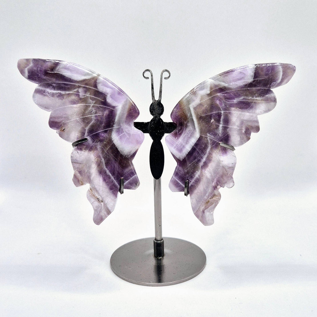 Papillon Sculpture en Améthyste avec socle métallique