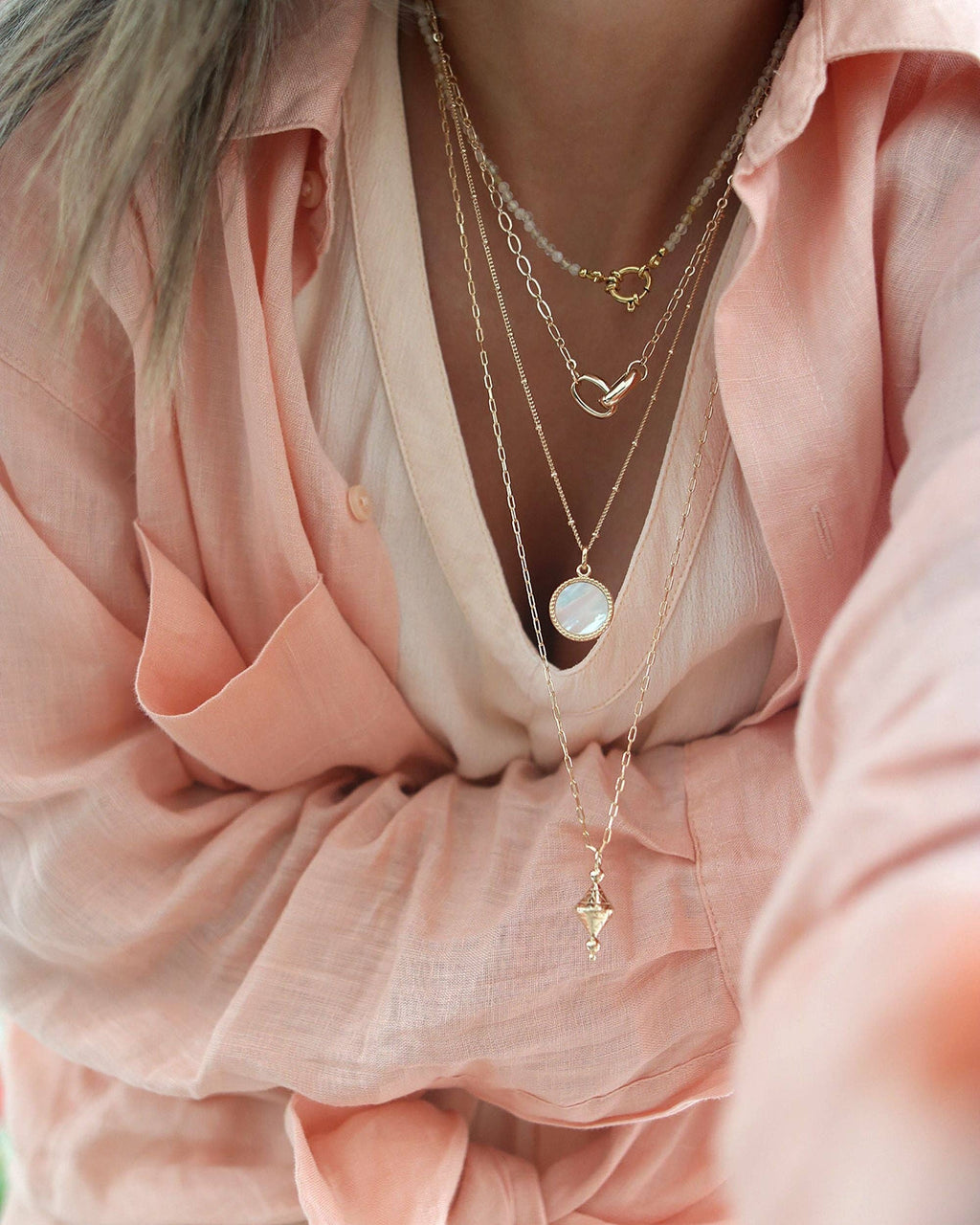 Collier NEIGE pierres en Citrine