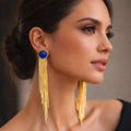 Boucle d'oreille doré pierre fine chaine serpent Lapis Lazuli Rubis Zoisite au choix