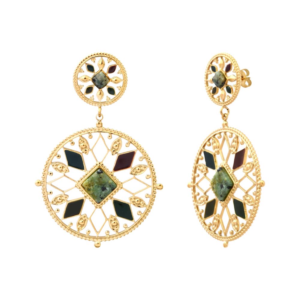 Boucles d'oreilles JYOTI Turquoise Africaine