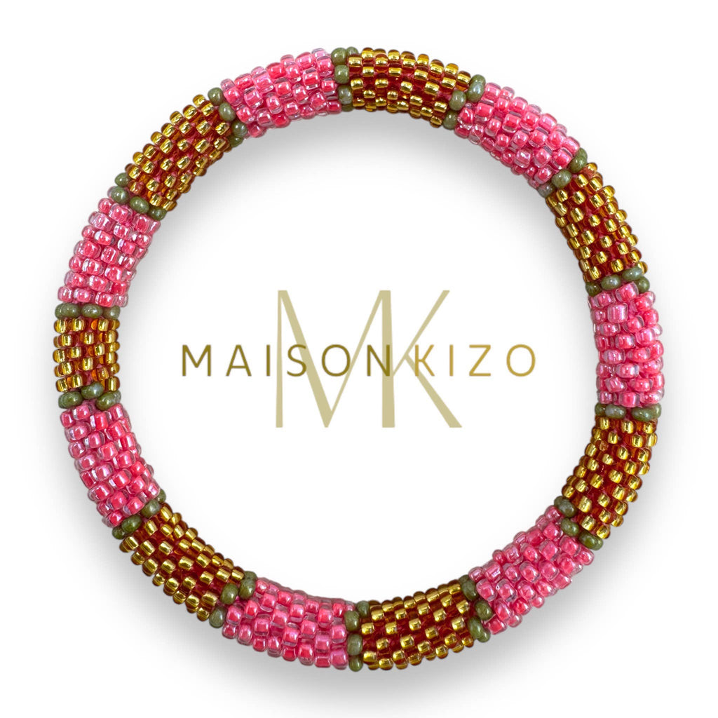 Bracelet népalais E48 Rose Doré kaki