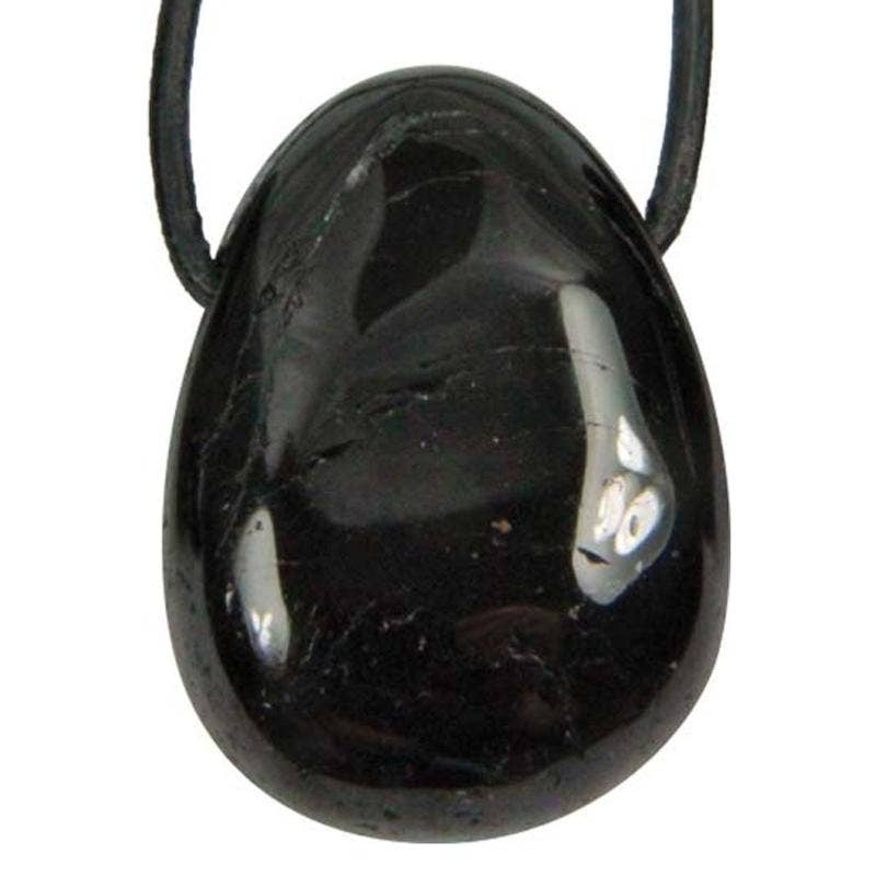 Pendentif Tourmaline noire Brésil AA (pierre trouée) + cordon