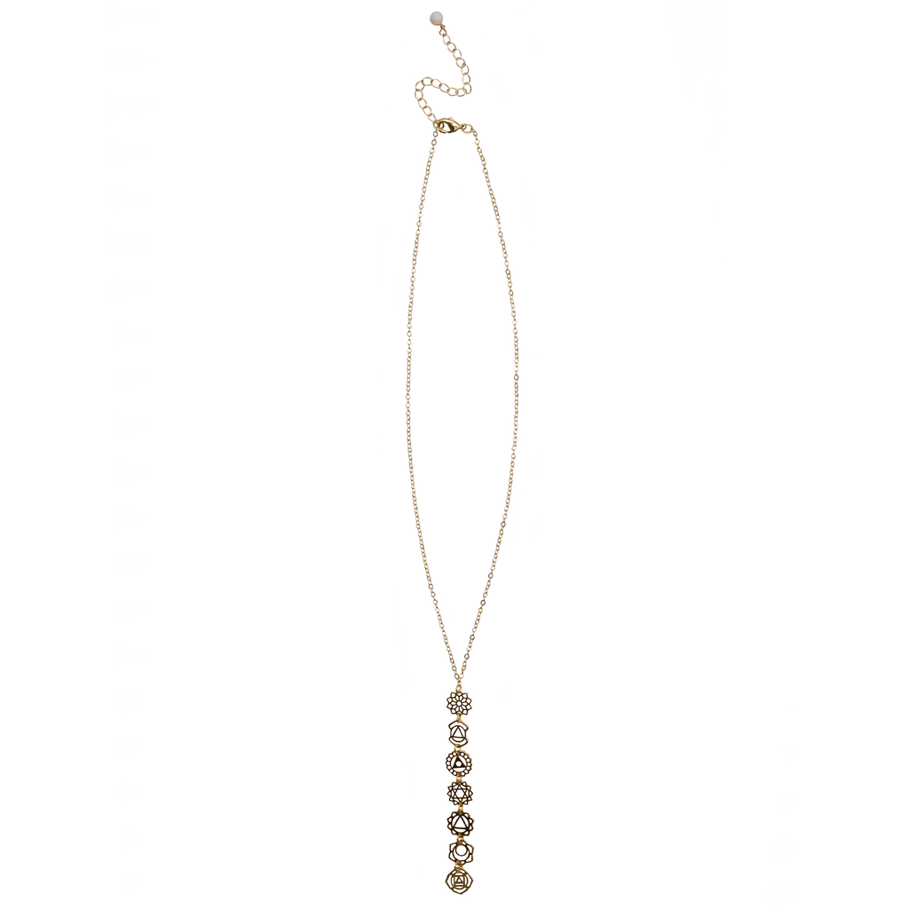 Collier Goutte Sept Chakras plaqué or