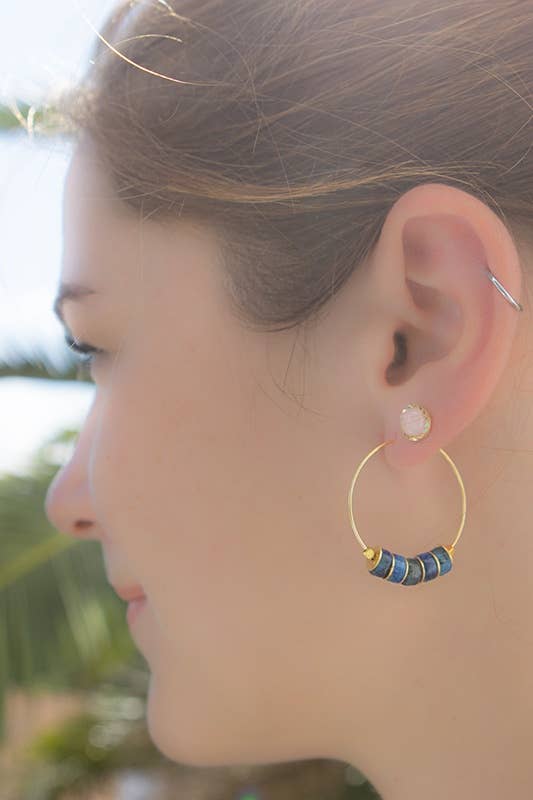 Boucles d'oreilles Créole SOFIA Chrysocolle ou Lapis Lazuli au choix