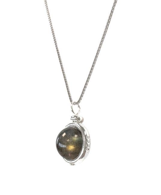 Collier Argent 925 - Pendentif Labradorite AA 10mm