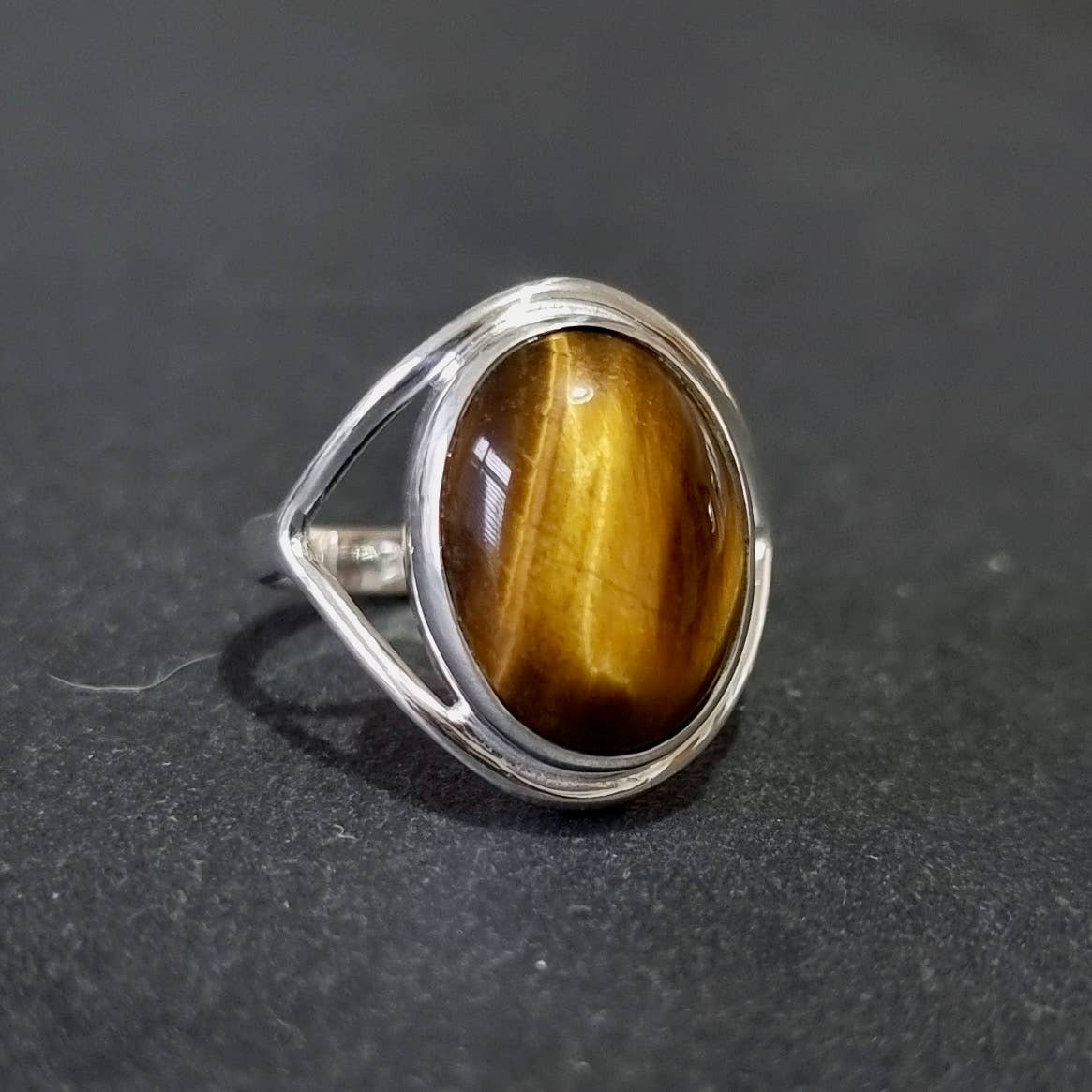 Bague Oeil de Tigre Argent 925 Pierre 15mm x 12mm