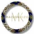 Bracelet népalais  B37 bleu lapis kaki blanc moutarde