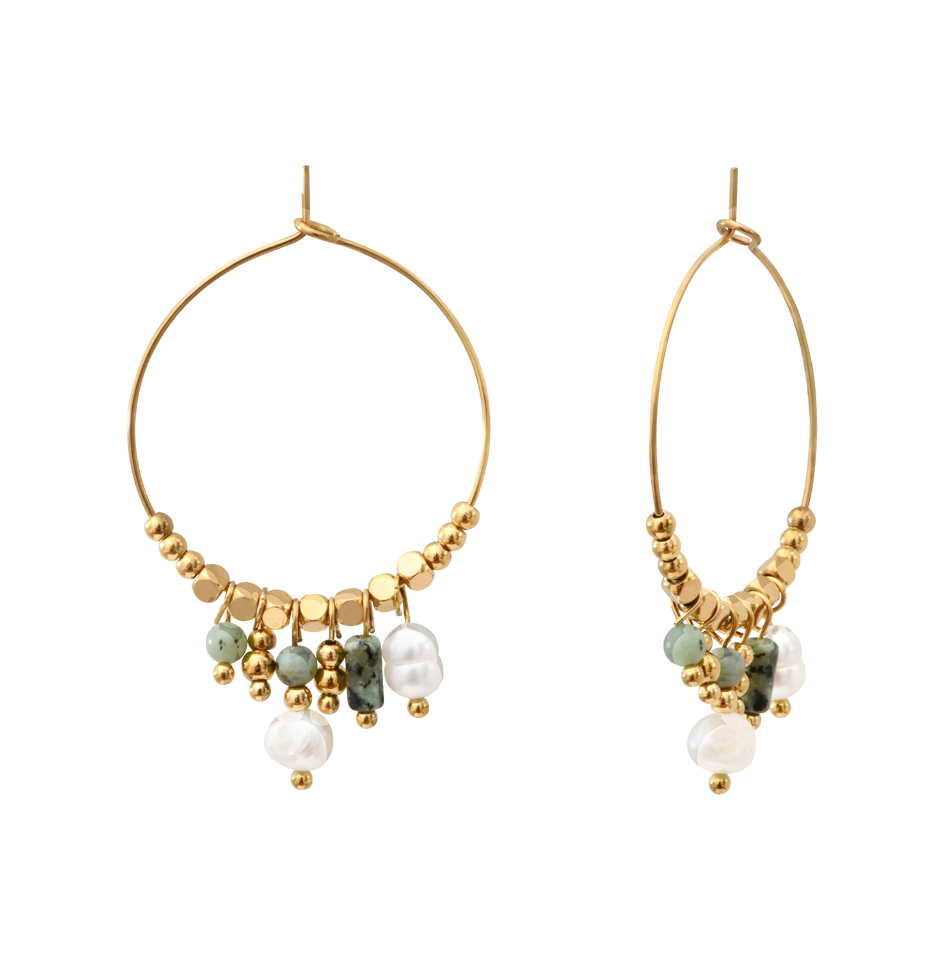 Boucles d'oreilles NÉRAYA Turquoise et perle d'eau