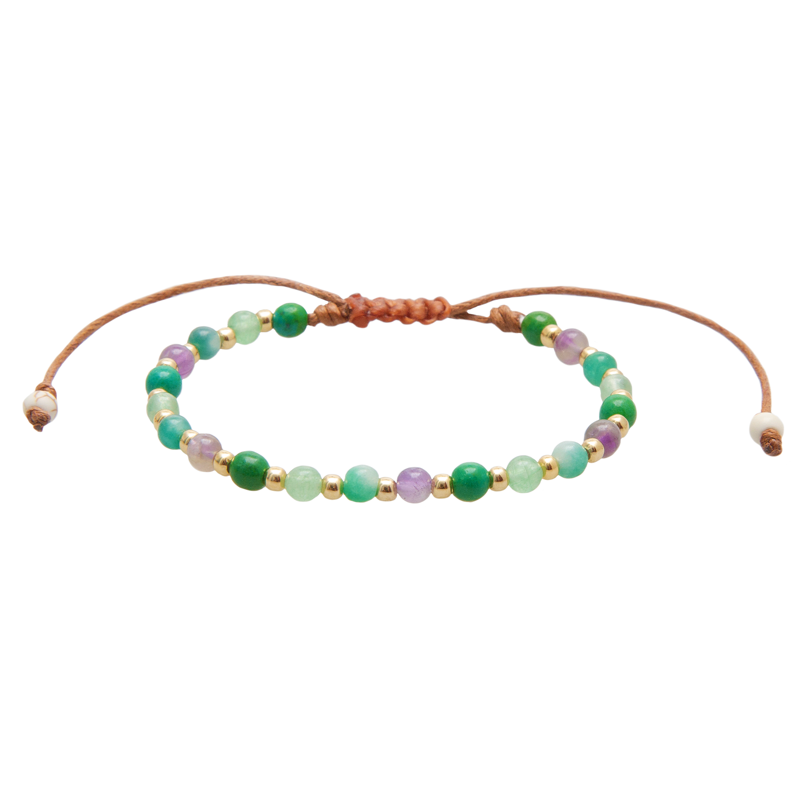Bracelet de guérison Kauai Hawaii 4 mm Chrysocolle Aventurine  Jade et Améthyste
