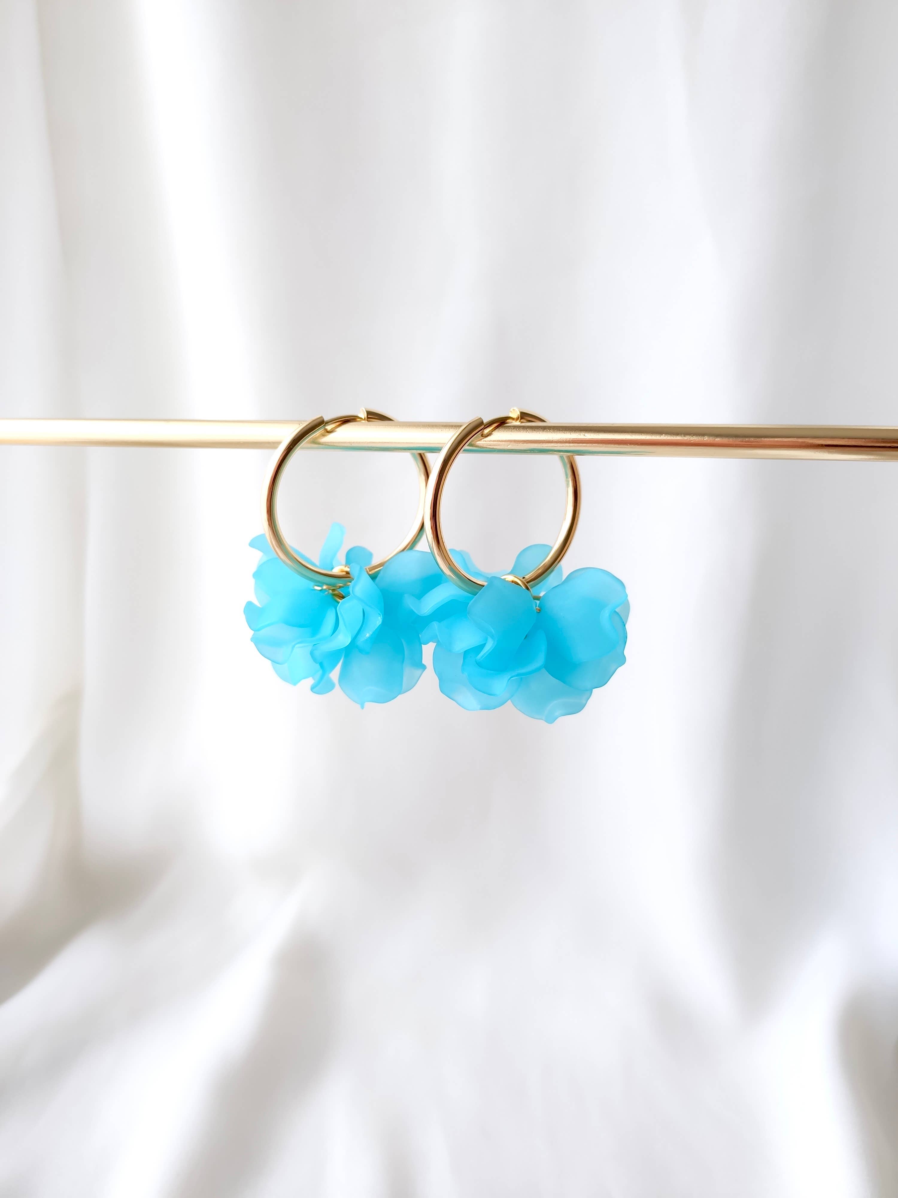 Boucles d'oreilles Créoles PEONY Fleurs Pivoine couleur au choix