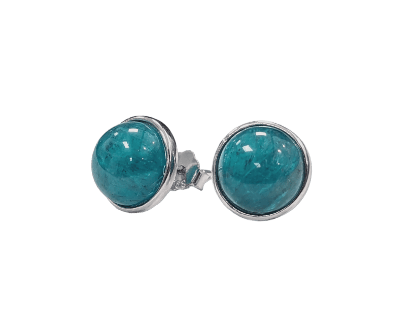 Boucles d'Oreilles Argent 925 - Apatite Bleue AA 8mm