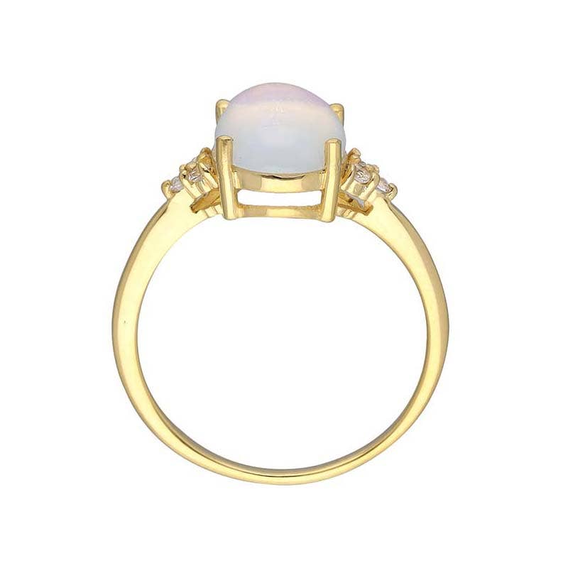 Bague Solitaire en Opale avec Topaze en Argent Sterling 925 Plaqué Or