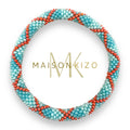 Bracelet népalais E42 turquoise Bleu Orange Croix