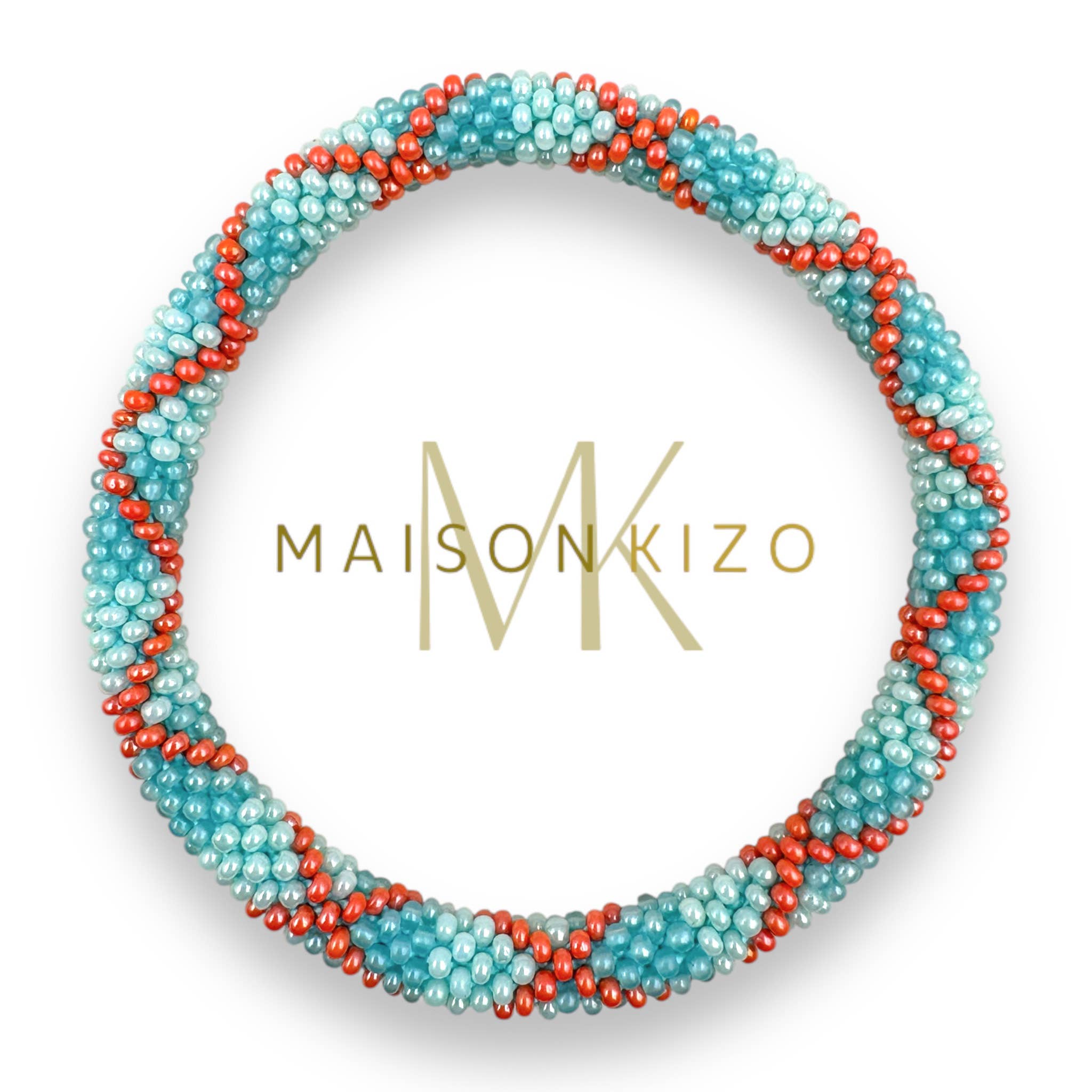 Bracelet népalais E42 turquoise Bleu Orange Croix