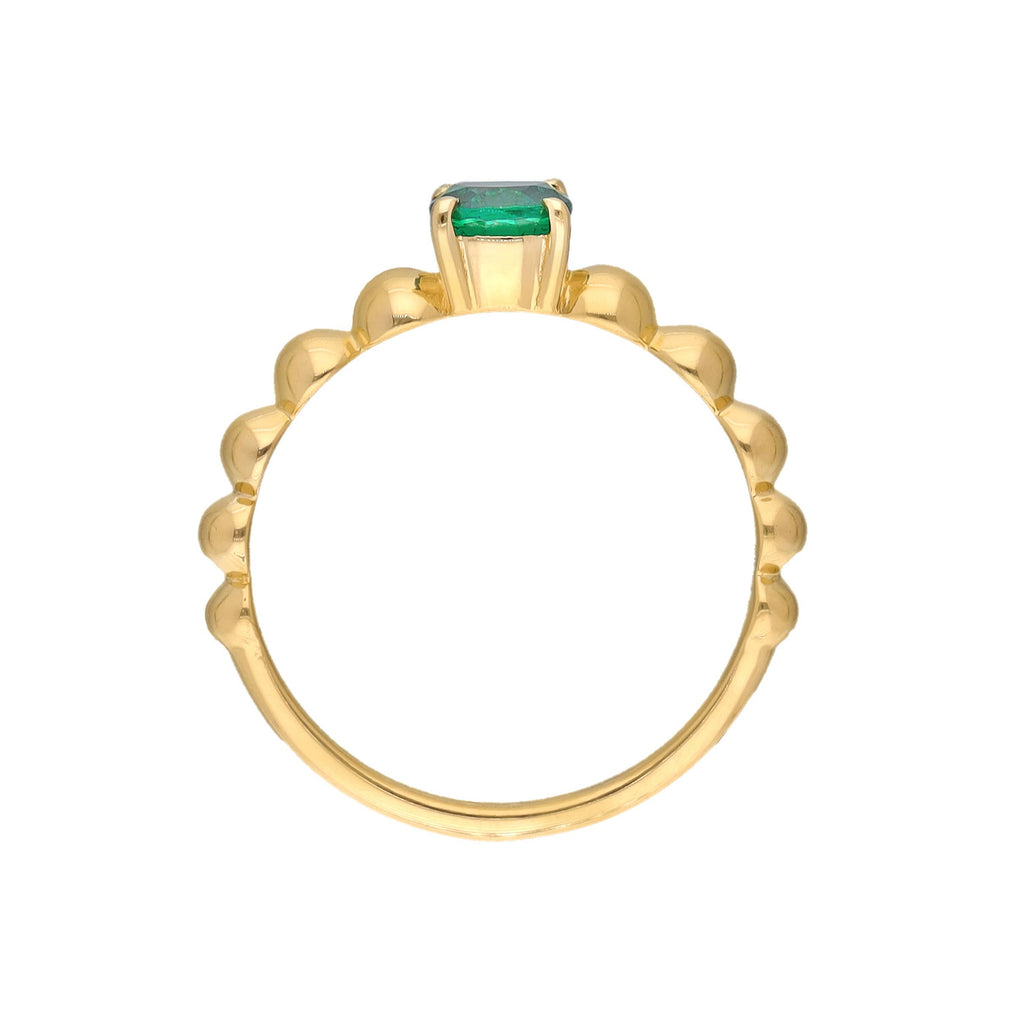 Bague solitaire en Emeraude de laboratoire plaquée or sur argent.
