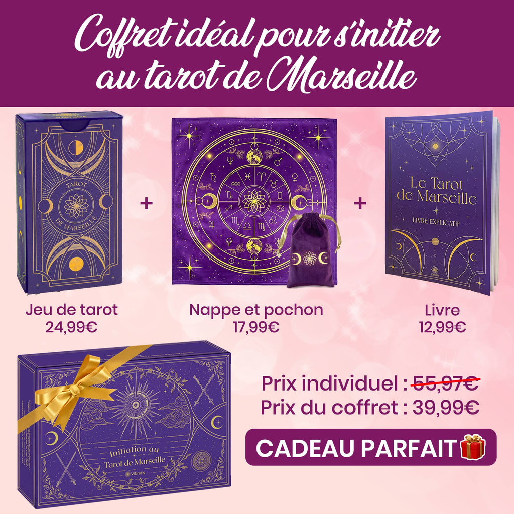 Coffret Tarot de Marseille : Tarot+Livre+Nappe divinatoire