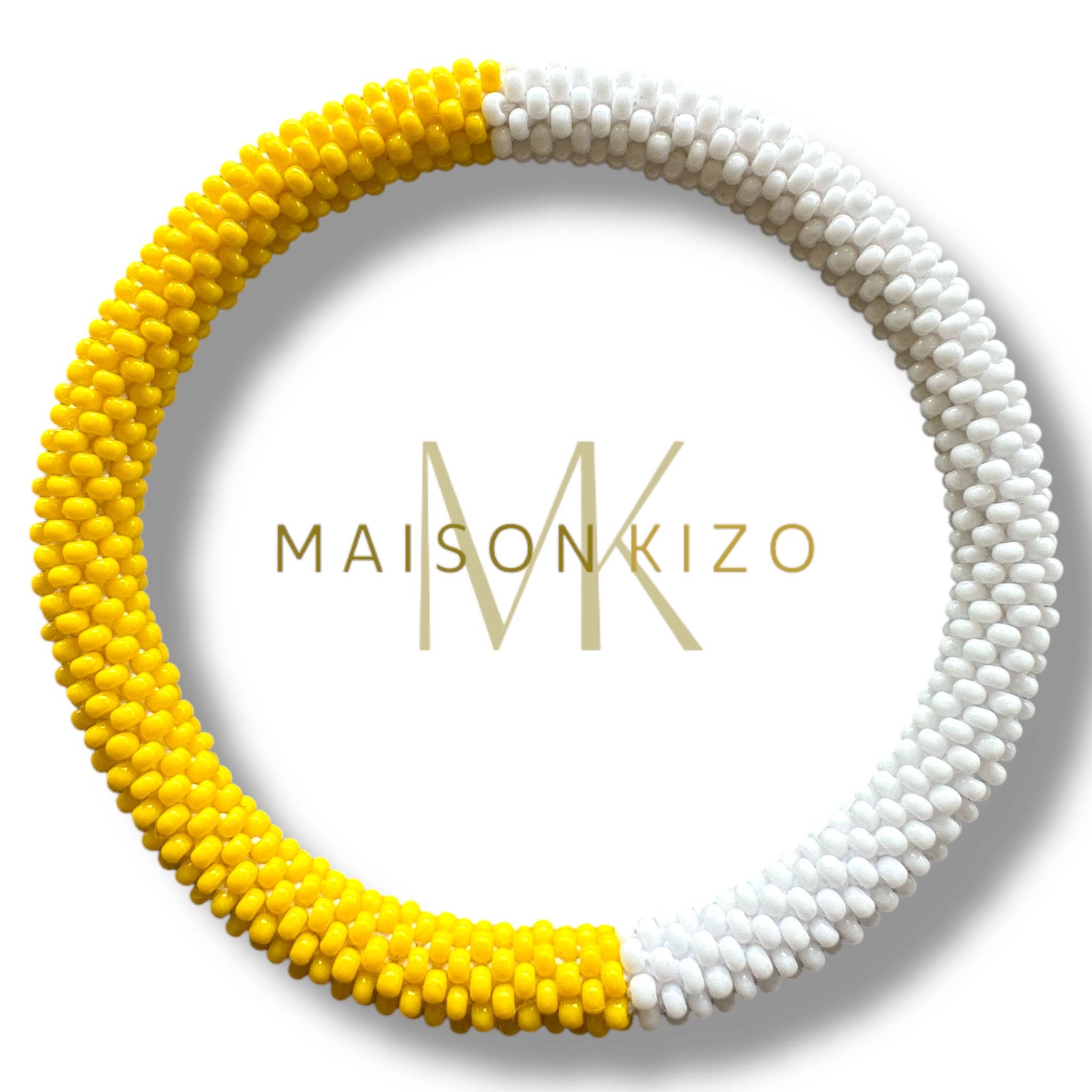 Bracelet népalais jaune et blanc